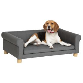 Modern Pet Sofa Cat or Medium Large Dog Bed W/ Removable Seat Cushion, Dark Grey