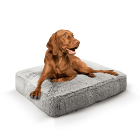Rectangle Bed (Color: Frosted Snow, size: LG - 46" x 35")