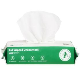PETMARVEL Silver Ion Antibacterial Dog Cat Wipes Unscented, Hypoallergenic For Paws Butt Face & Ear (Option: Unscented-100Pcs)