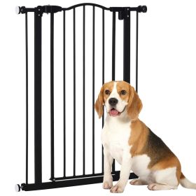 Extra Tall Dog Gate with Door, Pressure Fit, Auto Close, Double Locking for Doorways Hallways Stairs, 29"-32" (Color: Black)